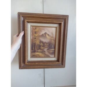 Vtg Landscape Oil Painting Framed Signed Willson Fall Mountains Woods Warm 15x19